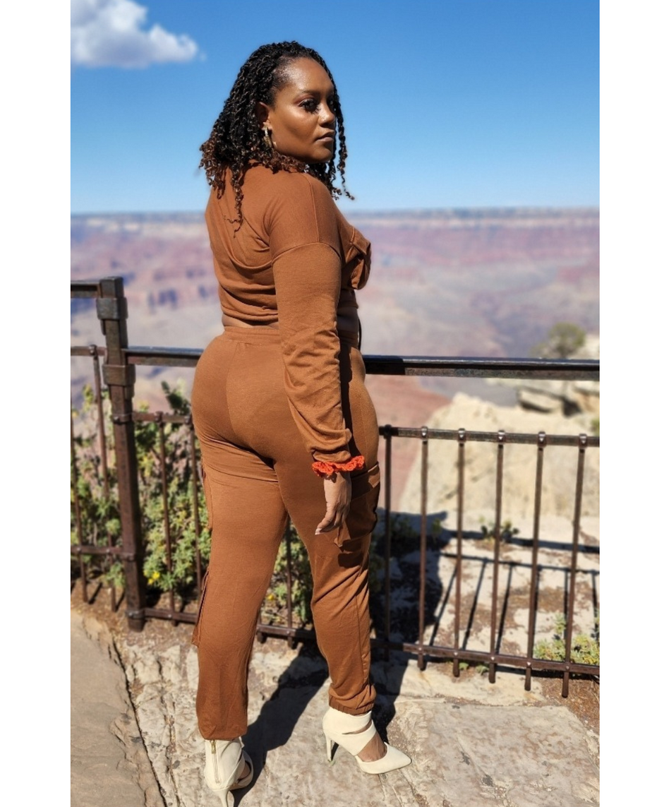 Cognac Cargo 2 Piece Set - CianniJ's Clothing