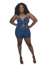 Load image into Gallery viewer, Call me denim romper
