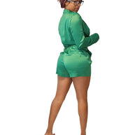 Back view of Hustlers green jacket with structured design and tailored finish