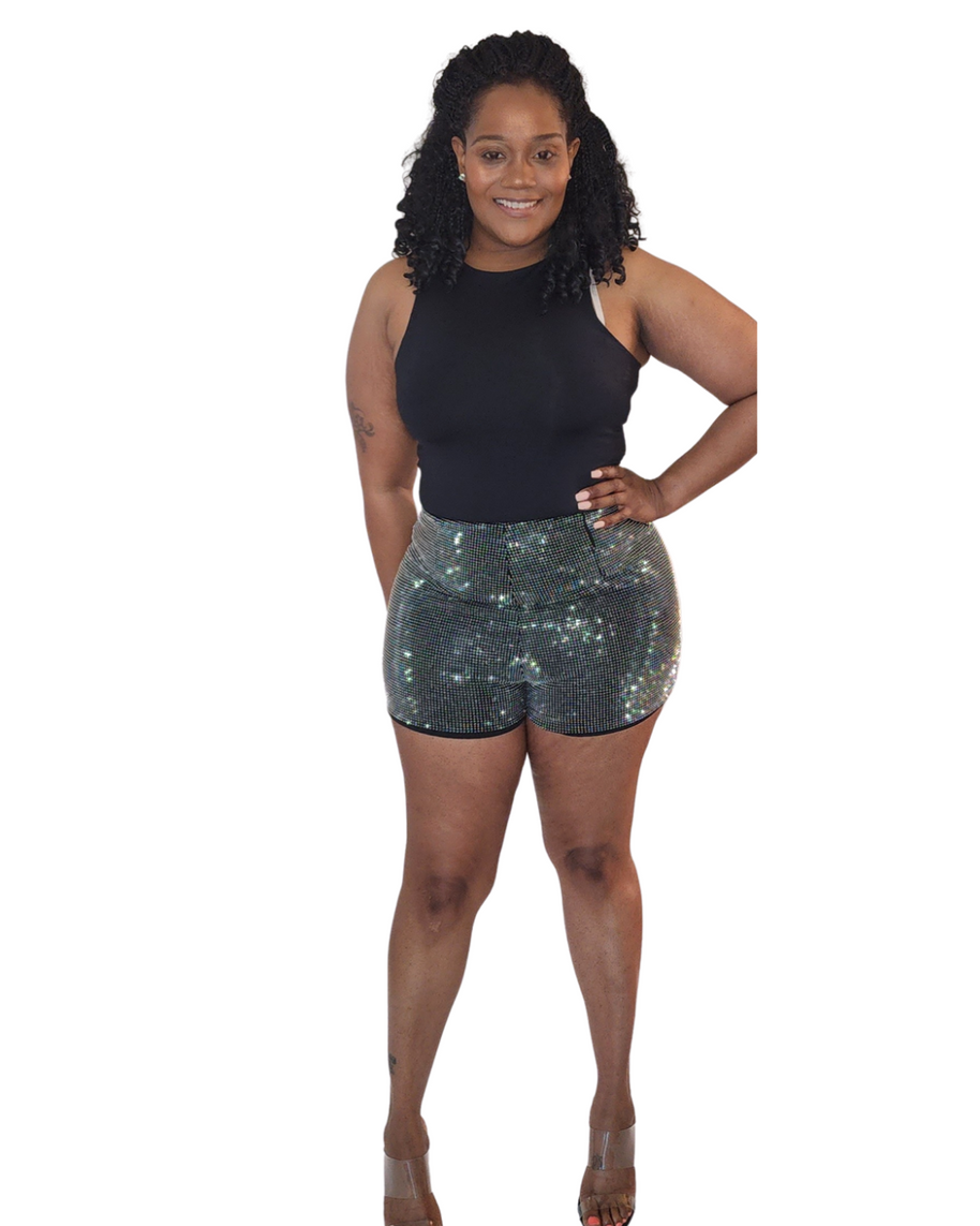 Turn up rhinestone shorts - CianniJ's Clothing