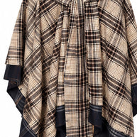 Brown cream plaid asymmetrical handkerchief skirt front on white background