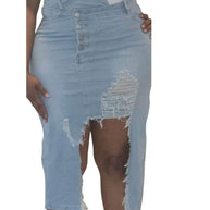 Peek- A- boo Asymmetrical denim skirt - CianniJ's Clothing