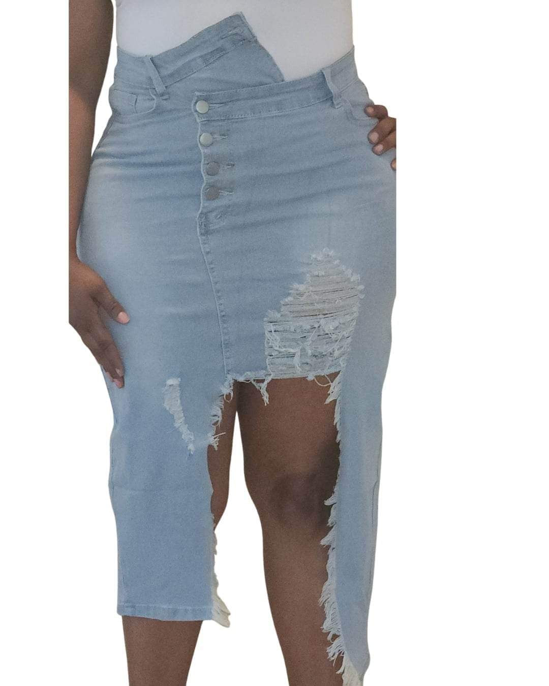 Peek- A- boo Asymmetrical denim skirt - CianniJ's Clothing