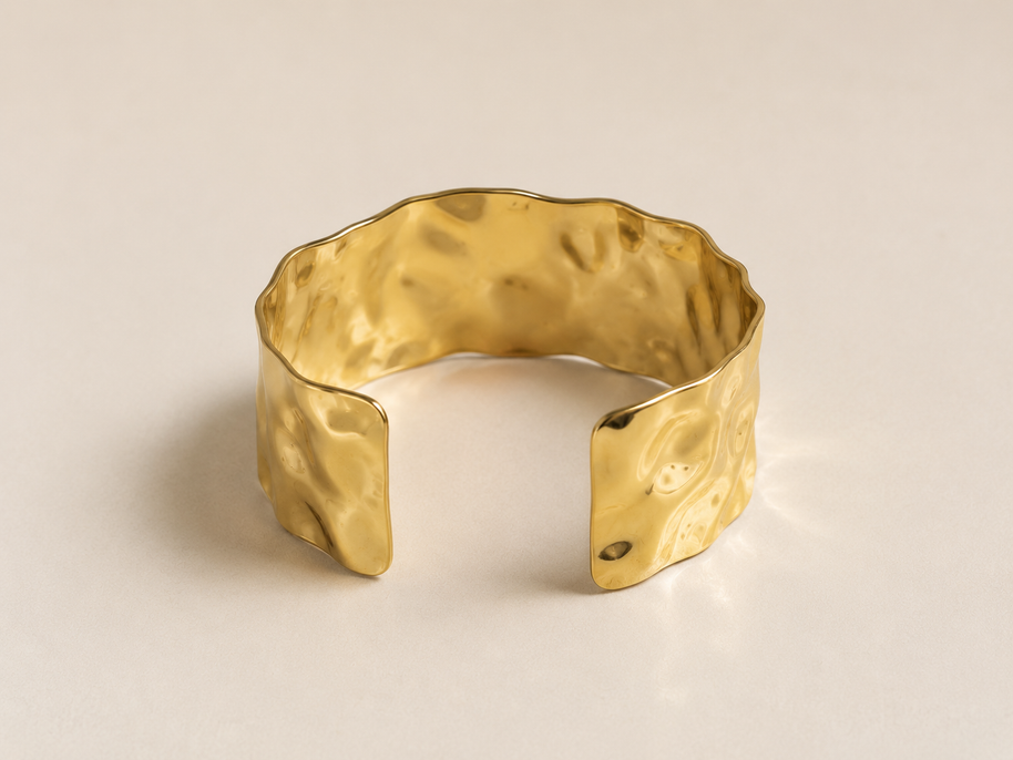 Side view of the Molten Gold Cuff bracelet.