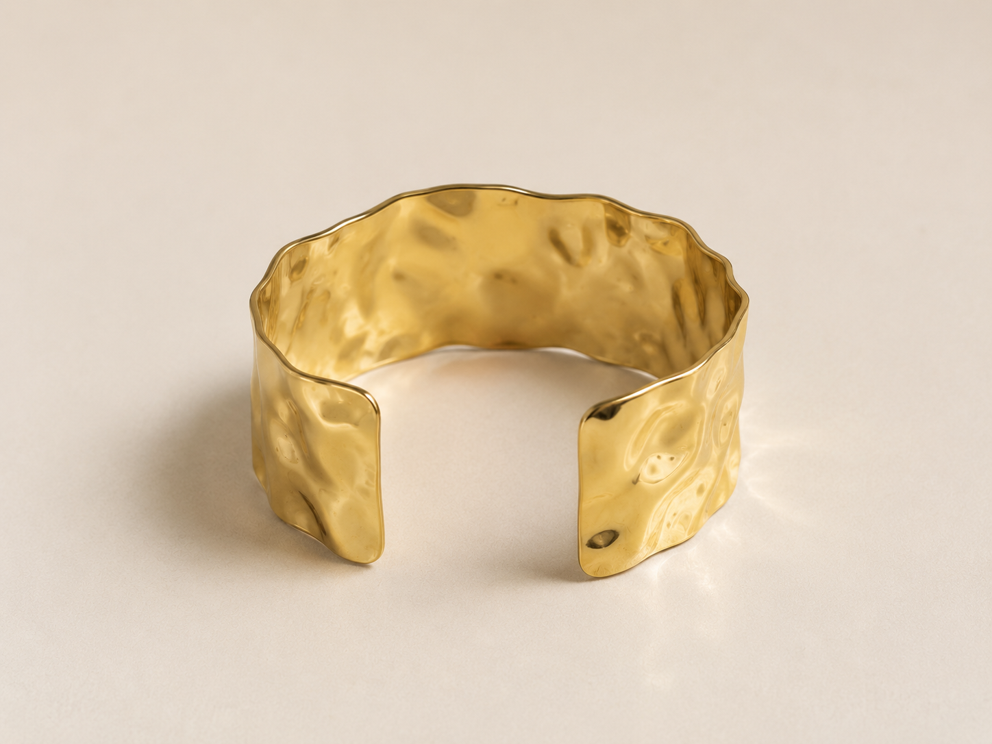 Side view of the Molten Gold Cuff bracelet.
