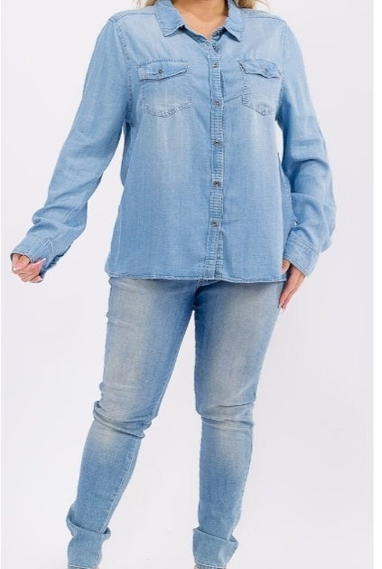 The Denim Ease Button-Up - CianniJ's Clothing