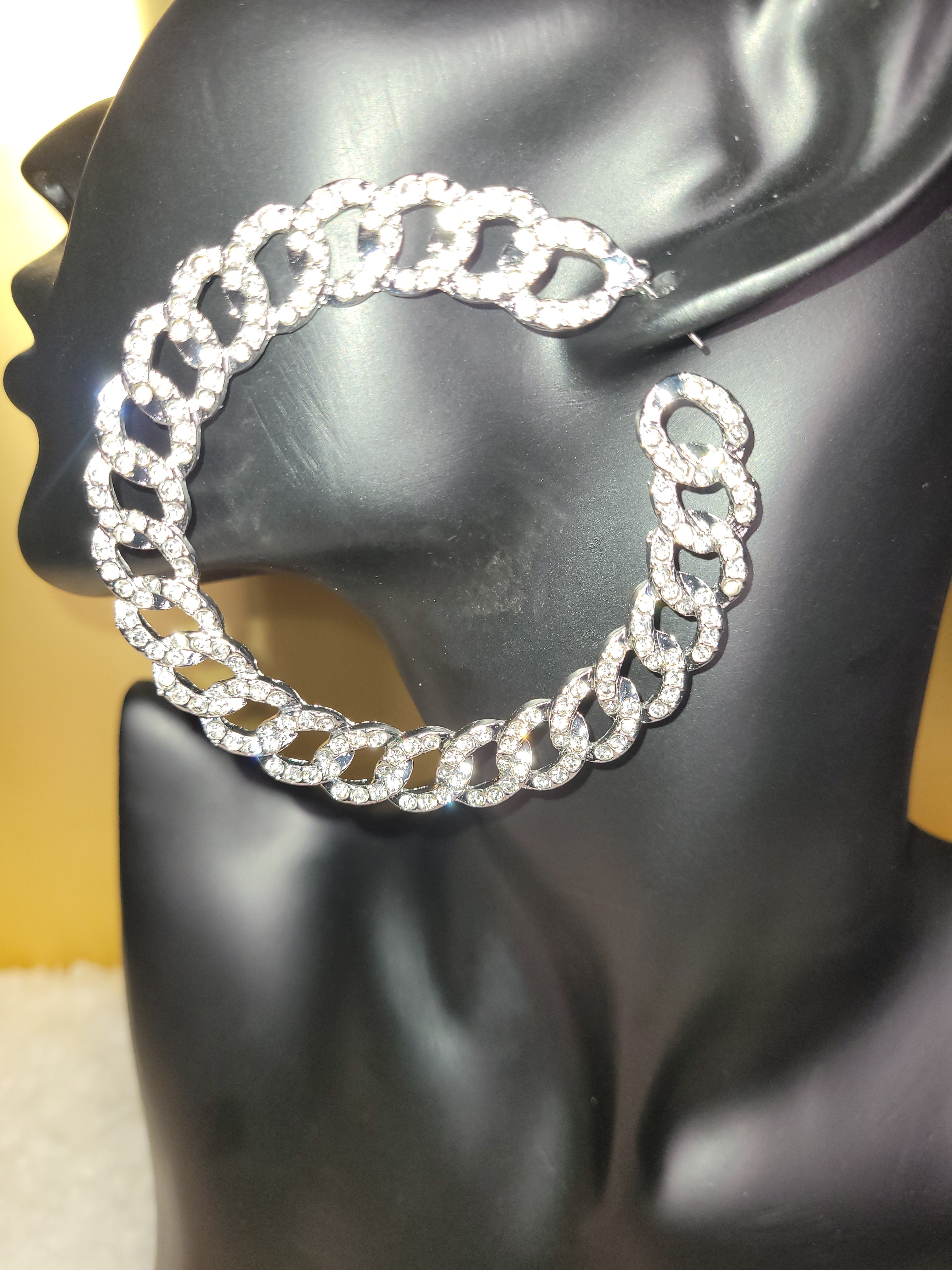 Rhinestone linked Hoops - CianniJ's Clothing